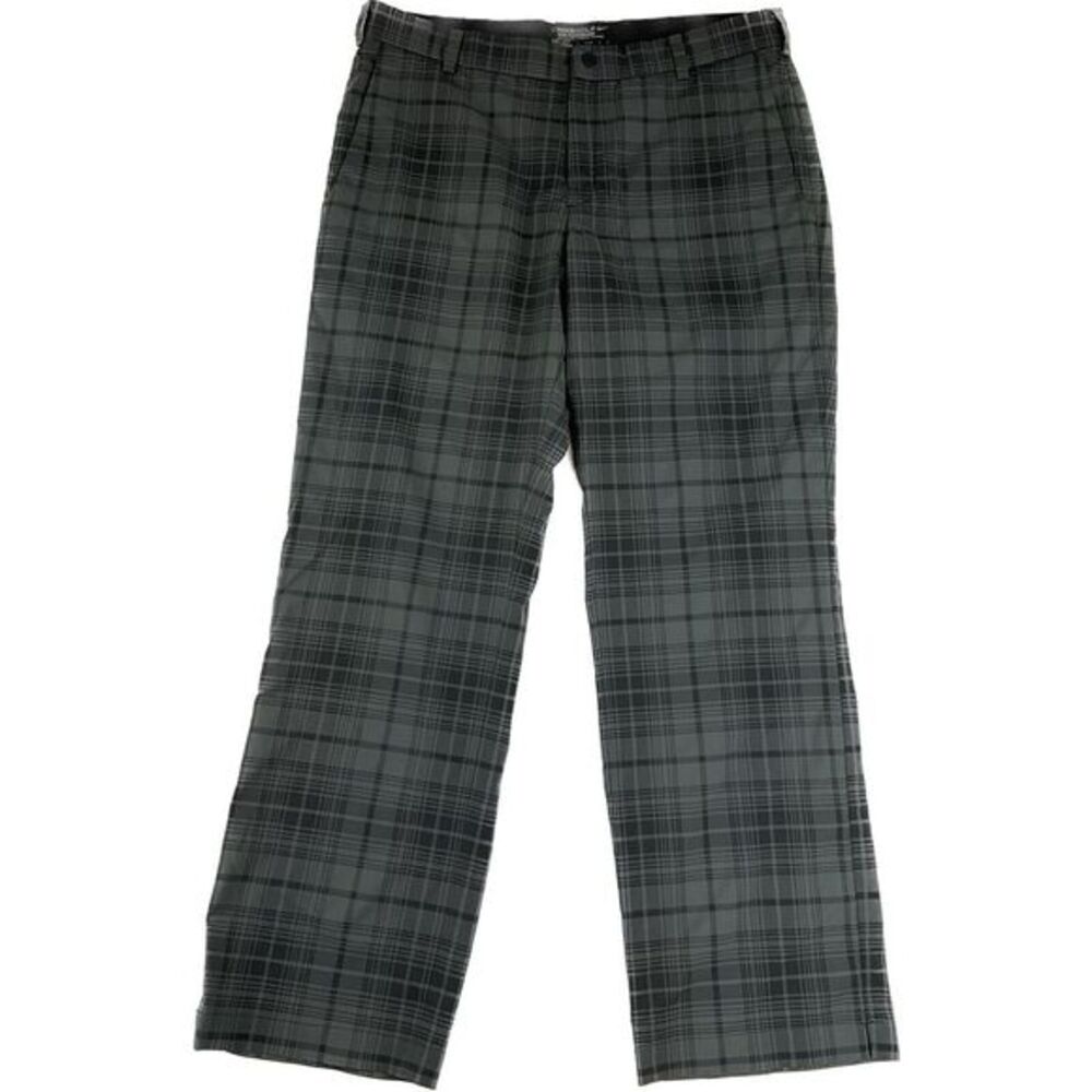 Nike Men's Black and Gray Plaid Chinos